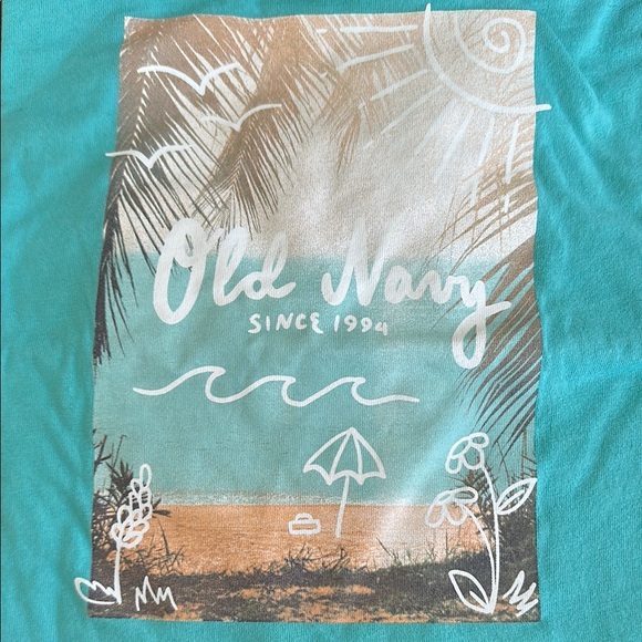 Old Navy Teal Graphic T-Shirt - Picture 3 of 3